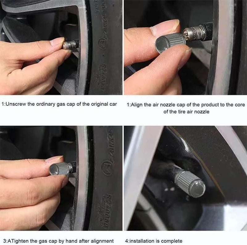 DENEST Tire Valve Stem Caps The Upgraded Version has a Sealing Ring for Car, Motorbike, Trucks, Bike, Bicycle (60) Grayness - Image 4